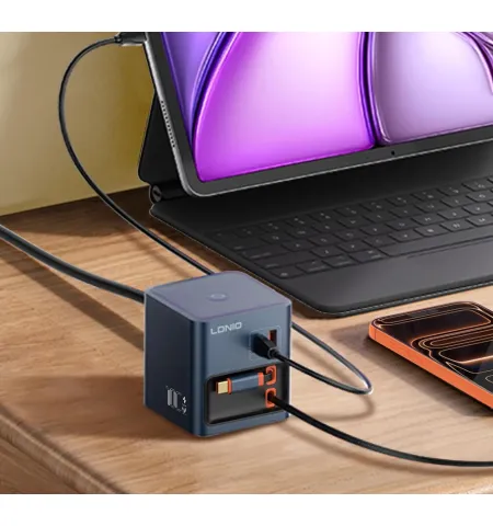 LDNIO Q16 100W GaN Pro Desktop Charger: All-in-One Fast Charging Hub with Retractable Cables