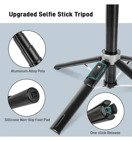 P135 Magnetic Selfie Stick MagSafe Tripod 4.5 Feet With Detachable Remote