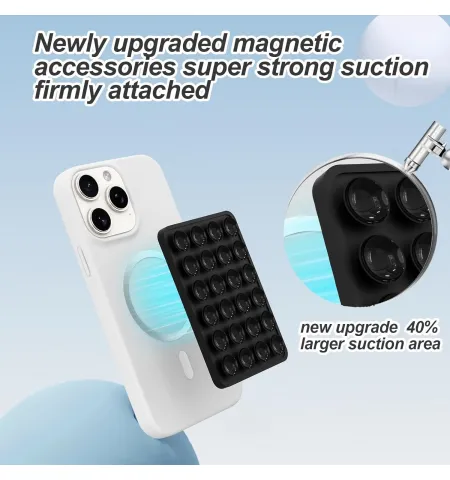 Magnetic Suction Phone Mount For MagSafe Removable Sticky Grip Holder For Hands-Free Video & Selfies
