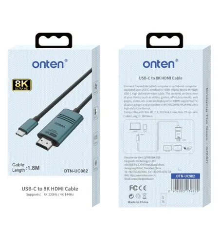 Onten UC982 8K 60Hz USB-C to HDMI Video Converter Cable