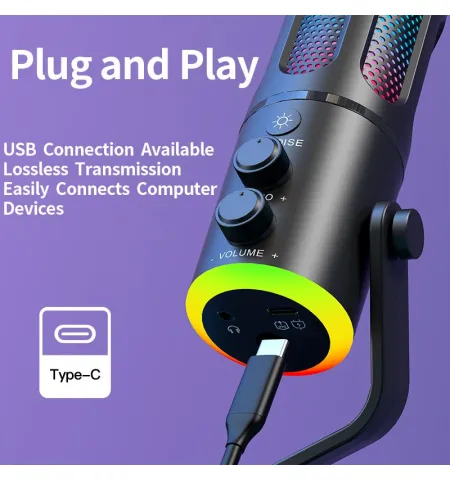 NeePho NP M01 RGB USB / Type-C Gaming Desktop Microphone