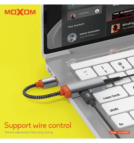 MOXOM LX-AX808 60W PD Fast Charging & 3.5mm Audio Converter Braided Cable