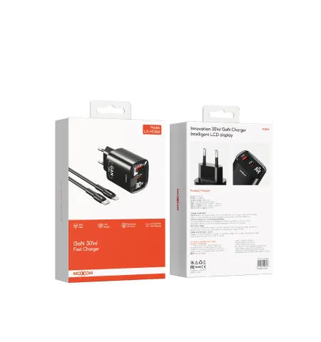 Moxom LX HC826 30 Watt GaN Charger Digital Display With Type C Cable