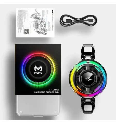MEMO CX15 AI Digital Display Mobile Cooler Fan Colourful LED Light
