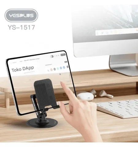 Yesplus YS 1517 Foldable Holder Stand – Universal 360° Rotation Desktop Tablet & Phone Stand