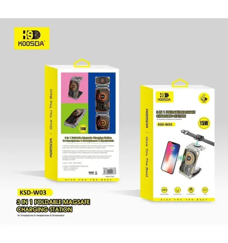 Koosda KSD W03 Foldable 3 In 1 Wireless Charger