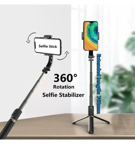 Q08 Selfie Stick Anti Shake Gimbal Stand Extendable Tripod With Bluetooth Wireless Remote