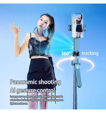 Q185 Face Tracking Handheld Selfie Stick Mobile Action Camera Tripiod Stand