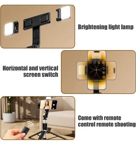 R1S L Selfie Stick Mini LED Fill Light Multifunction Tripod Selfie Stick