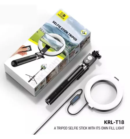 Koosda KRL T18 Selfie Stick Tripod With Light