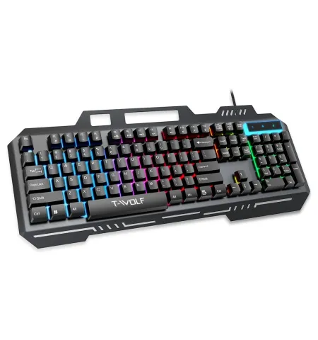 T‑WOLF T16 Backlit Wired 104-Key Gaming Keyboard With Ambient Lighting