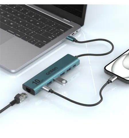 ONTEN UC616 USB-C to Gigabit Ethernet Adapter 3 USB3.2 Gen2 + 2 USB2.0 + USB-C Power Port Hub