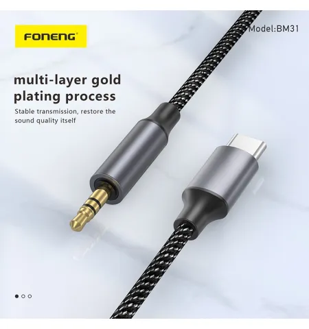 Foneng BM31 Metal Type C To 3.5mm AUX Audio Cable
