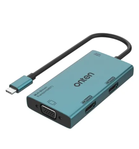 Onten M206 4K 60Hz 4 in 1 Type-C to Dual HDMI + VGA + 3.5mm Video Converter Adapter