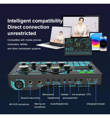 SX91 Multi‑function Professional Mixer Live Streaming Sound Card