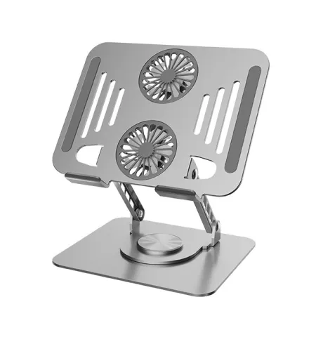 Sturdy Aluminum 360° Rotation Ergonomic Laptop Stand Cooler Height Adjustment & Anti-Slip Pads
