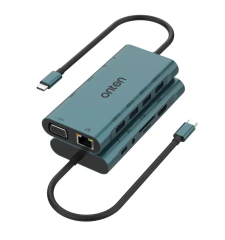 Onten 9591A USB-C Hub Docking Station VGA HDMI RJ45 Aux Card Reader