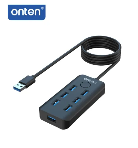 Onten OTN 8121 USB 3.2 Gen 1 6-Port 5G Hub with Ethernet card and One-click Lock Screen Button
