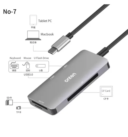 Onten OTN 91182 Type C Multi Function CF SD TF Card Reader