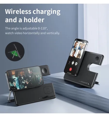 Hoco CQ1 3 In 1 Qi Magnetic Wireless Charger Station For iPhone Earbuds And Watch