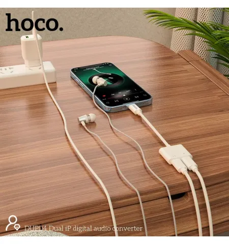Hoco DUP04 Headphone Adapter Dual Lightning To Lightning IP Digital Audio Converter Adapter