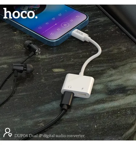 Hoco DUP04 Headphone Adapter Dual Lightning To Lightning IP Digital Audio Converter Adapter