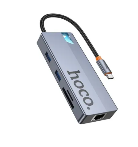 Hoco HB52 Type C Hub 8 In 1HDTV + RJ45 + SD/TF+ PD + Type-C 3.0 + 2x USB 3.0
