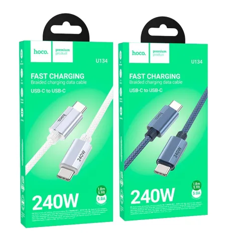 Hoco U134 1.8 Meter Type-C To Type-C PD 240W Fast Charging Data Cable