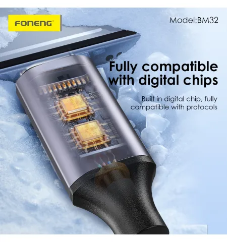 Foneng BM32 Type C 2-in-1 Metal Audio Cable (13cm)