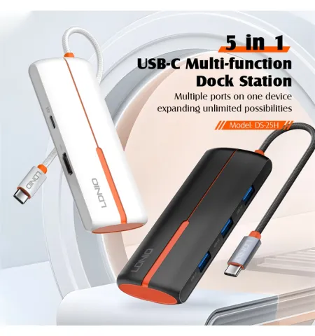 LDNIO DS 25H 5-in-1 USB-C Expansion Dock Hub Adapter