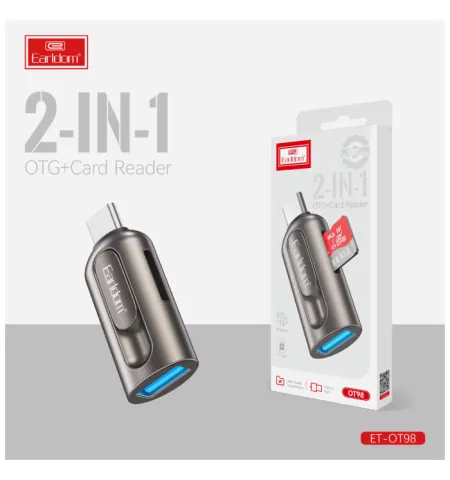 Earldom ET OT98 2 In 1 OTG Card Reader USB C Connector