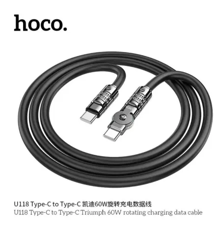 Hoco U118 3A 60W Type-C to Type-C Fast Charging Data Cable