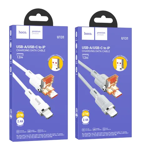 Hoco U131 PD 27W USB / Type-C To Lightning Cable