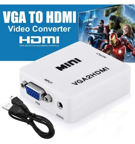 Mini VGA to HDMI Adapter VGA2HDMI Converter Connector With Audio For PC Laptop To HDTV Projector