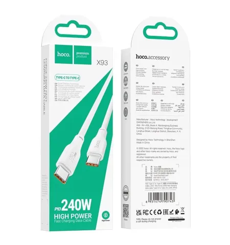 Hoco X93 240W Type C To C Fast Charge Data Cable 1 Meter