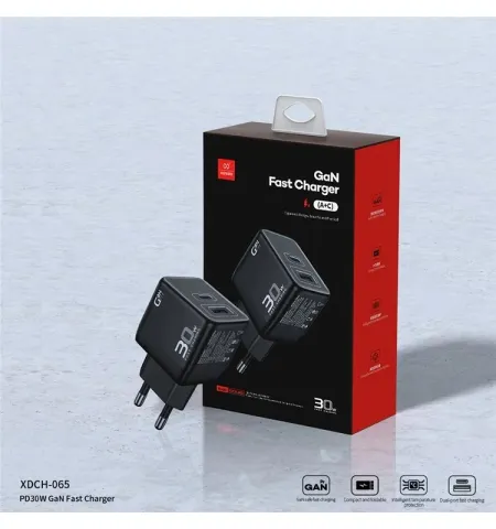 XUNDD XDCH 065 Type-C+USB-A 30W Fast ChargingPortable GaN Power Adapter Mobile Charger