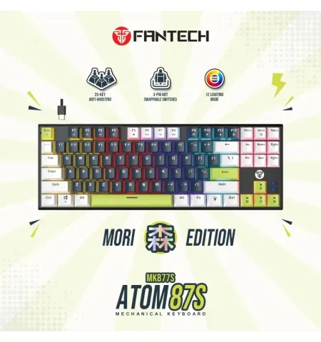 Fantech ATOM 87S MORI EDITION Wired Mechanical Keyboard Hotswapable Keycaps