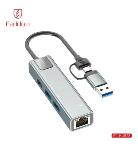 Earldom ET-HUB23 USB-A & USB-C Hub With RJ45 LAN