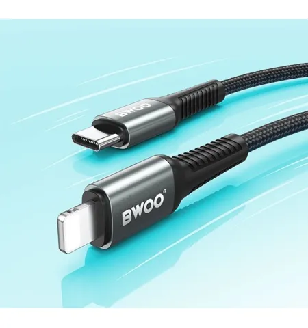 Bwoo X288C-L 3 Meter USB‑C To Lightning Fast Charging Cable PD 27W Nylon Braided