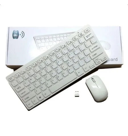 GKM901 2.4Ghz Wireless Mini Keyboard And Mouse Combo USB Support White