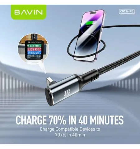 BAVIN CB336 30W iPhone PD Fast Charging 90° Right-Angle Gaming Data Cable