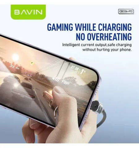 BAVIN CB336 30W iPhone PD Fast Charging 90° Right-Angle Gaming Data Cable