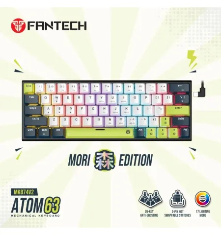 Fantech ATOM 63 Mori Edition Wired Mechanical Keyboard (63 Keys, Hot-Swappable, RGB)