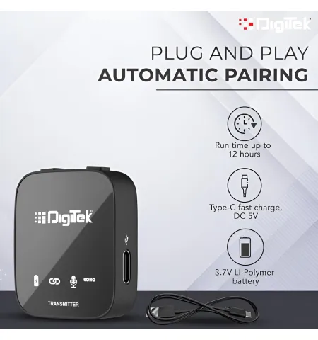 Digitek® DWM 101 Wireless Microphone System Professional ANC Noise Reduction 100M Range