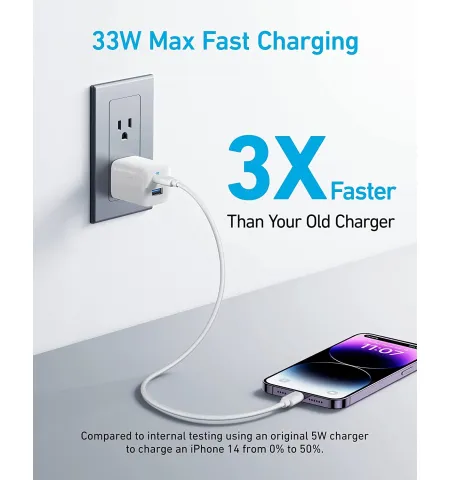 Anker 323 USB-C Charger 33W Dual-Port Fast Charger With Foldable Plug