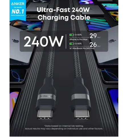 Anker A82E2 USB-C To USB-C 240W Braided Cable 1 Meter