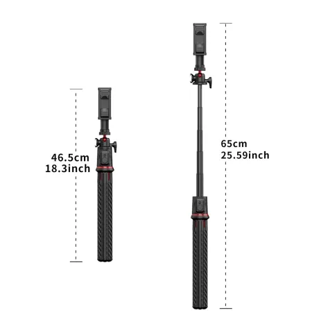 C03 Telescopic Pole Selfie Stick Tripod With Detachable 360 Ballhead