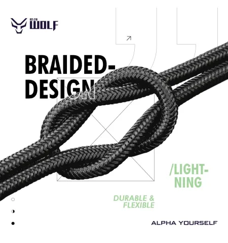 Asta WOLF Hyper 100cm Type-C To Lightning Cable 30W Braided Cable