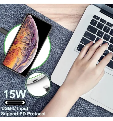 15W Qi Fast Wireless Smartphone Fast Charger Charging Pad With USB C Cable