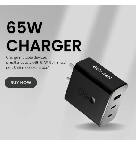 CMF Gan 65W 3 Port USB Type C Wall Charger Adapter For Nothing Phone